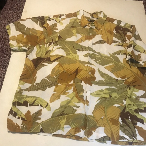 Centro Mens Shirt Size XXL Brown Hawaiian Short Sleeves 3954 - Picture 2 of 12